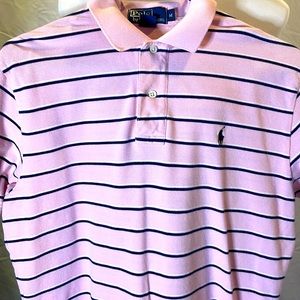 Ralph Lauren Polo Shirt size Med pink and Blue stipe